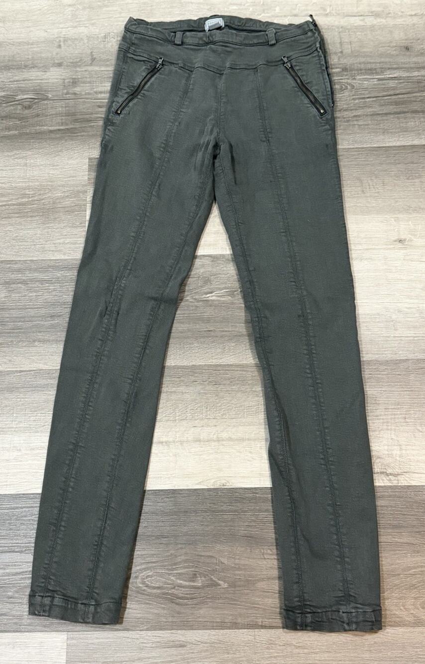 Transit Par Such Women’s Gray Slim Pants Made Italy Cupro Cotton Stretch 26x30
